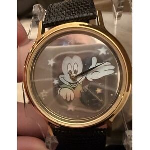 Lorus Mickey Mouse 3D Holographic Watch Faux Leather Band Disney Watch 90s NIB
